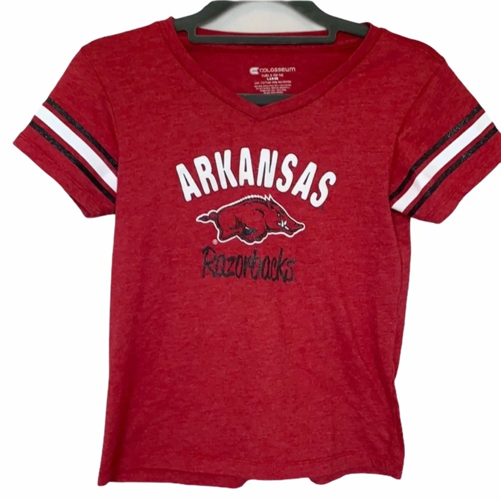 Razorback Sparkle Hog Tee Shirt Red Size Large - Picture 1 of 4
